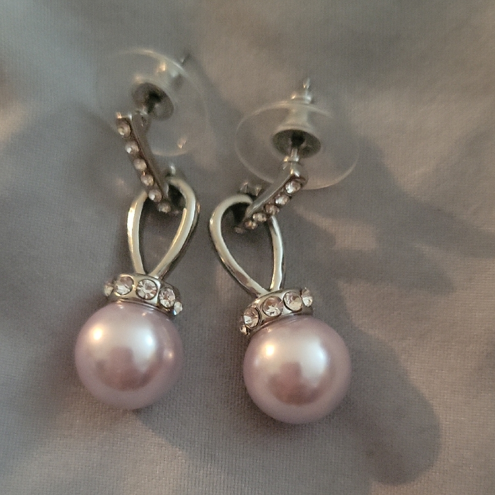 Silver-Tone Imitation Pearl & Crystal Dangle Drop Earrings, Created for Macy's